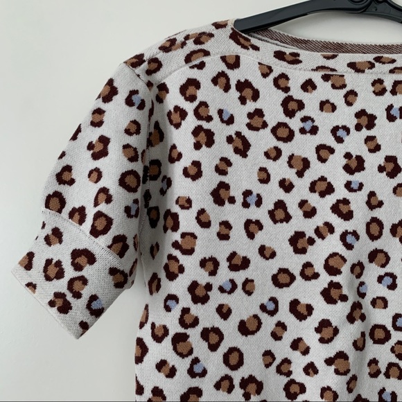 NWT Ann Taylor Sweater Tee Leopard Print Boatneck - Picture 4 of 10